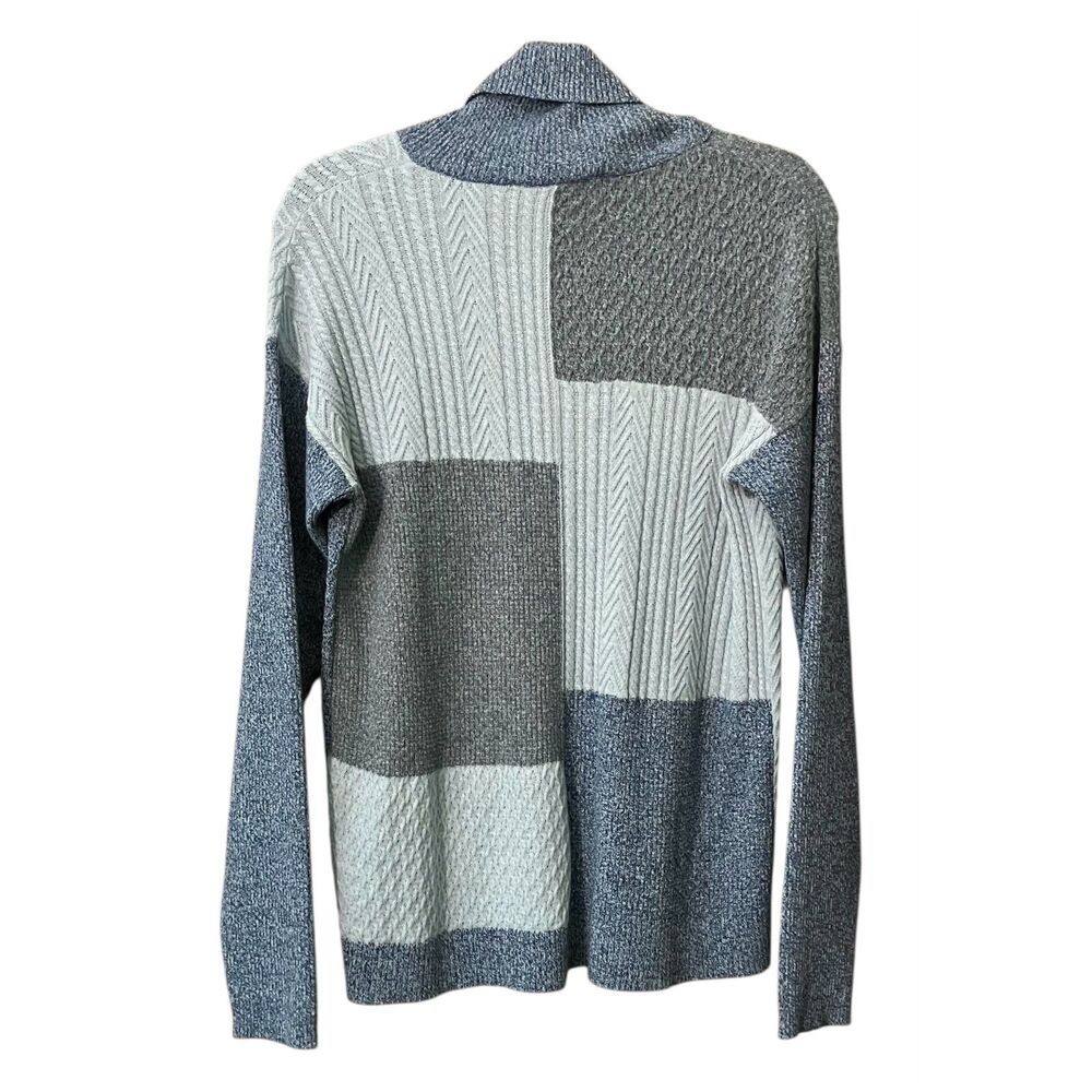 French Dressing patchwork cable knit colorblock turtleneck sweater - Picture 2 of 8